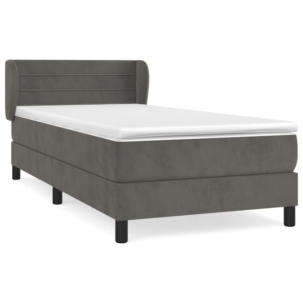 vidaXL Cama box spring con colchón terciopelo gris oscuro 100x200 cm 8720287414124