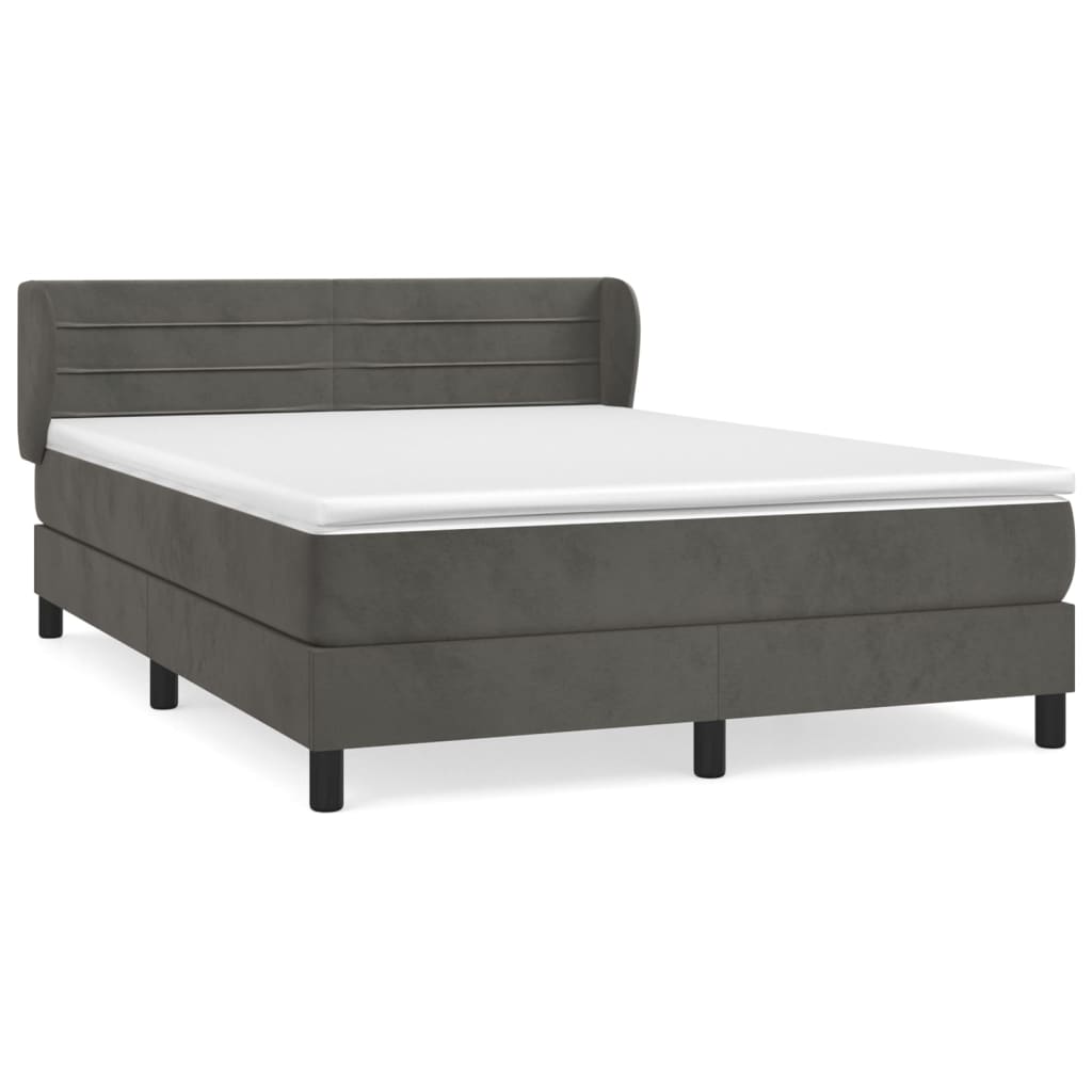 vidaXL Cama box spring con colchón terciopelo gris oscuro 140x190 cm 8720287414247