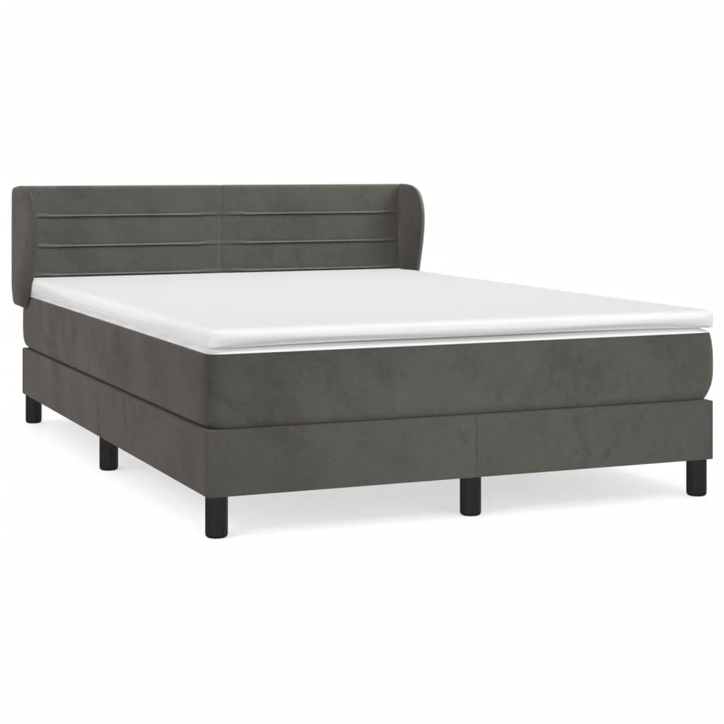 vidaXL Cama box spring con colchón terciopelo gris oscuro 140x200 cm 8720287414308
