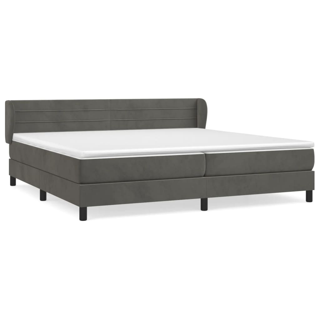 vidaXL Cama box spring con colchón terciopelo gris oscuro 200x200 cm 8720287414483