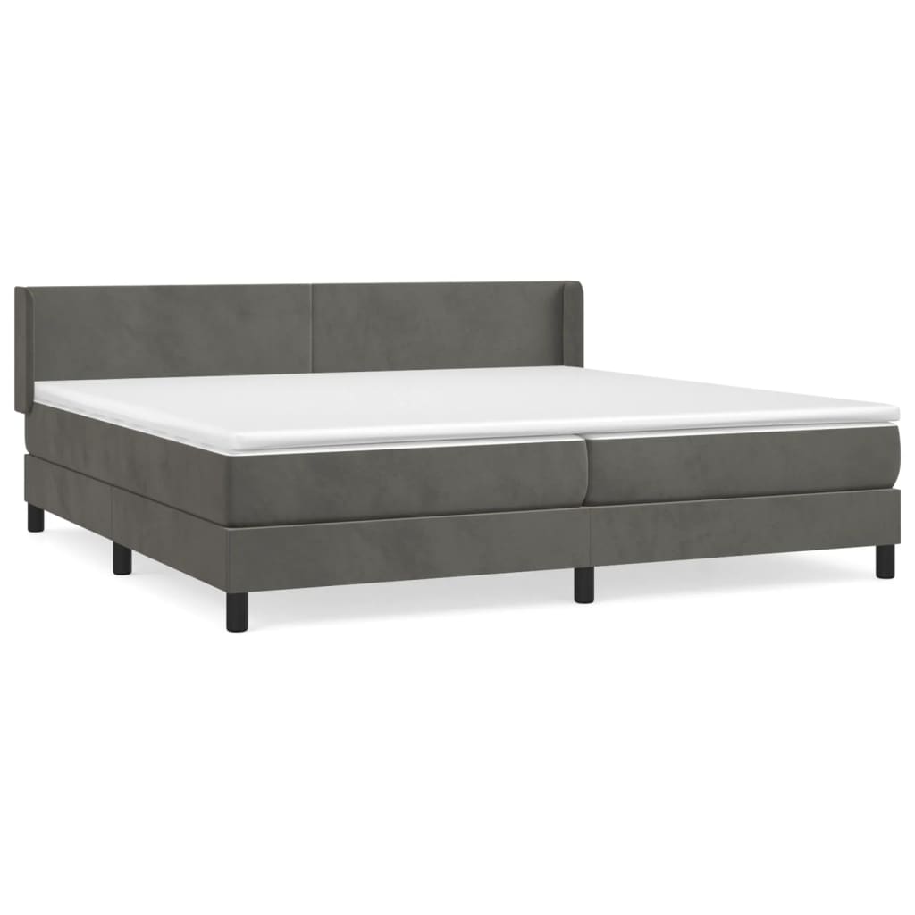 vidaXL Cama box spring con colchón terciopelo gris oscuro 200x200 cm 8720287326335